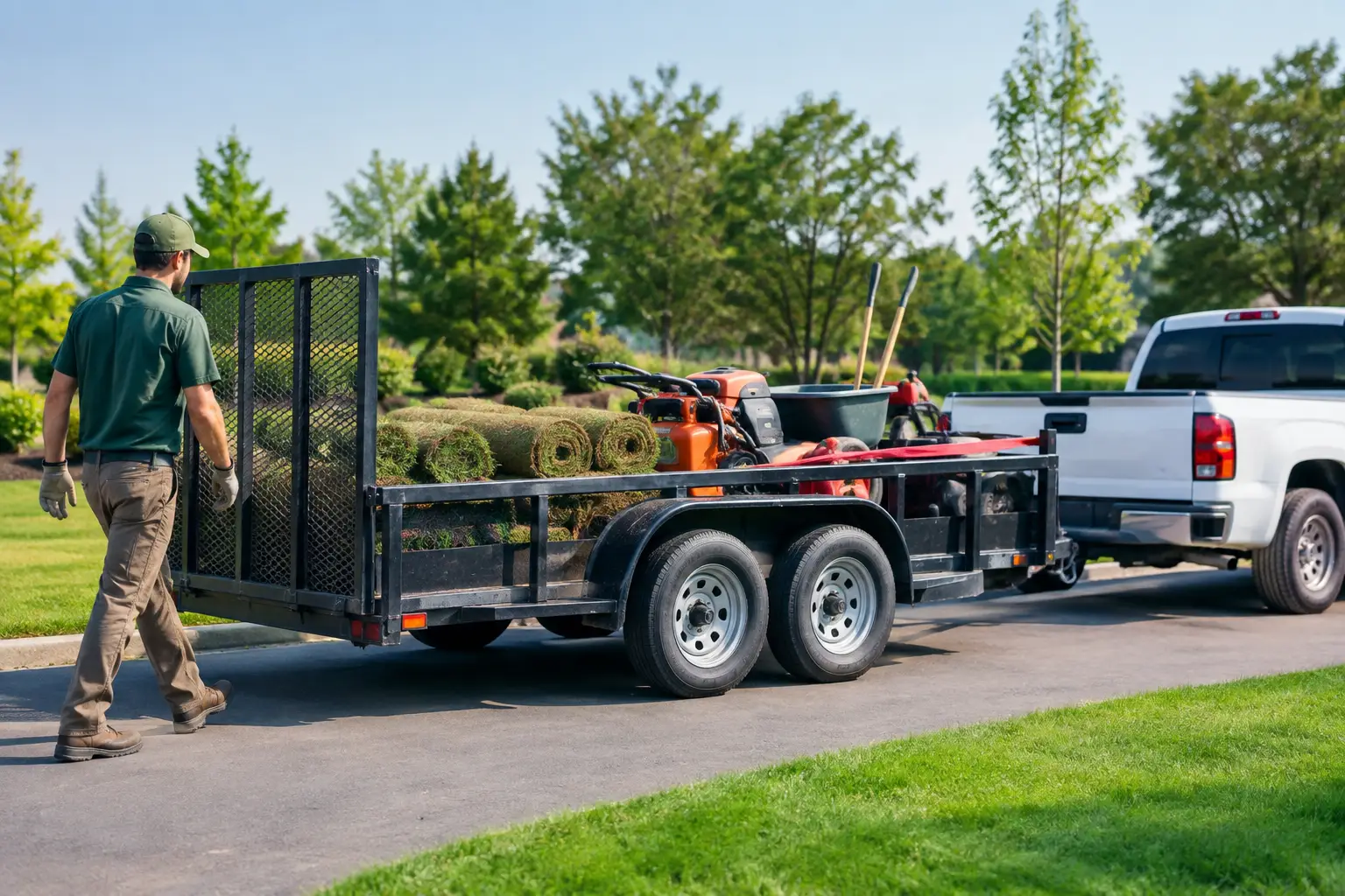 Landscape Crew Trailer Rental Example for a Busy Day